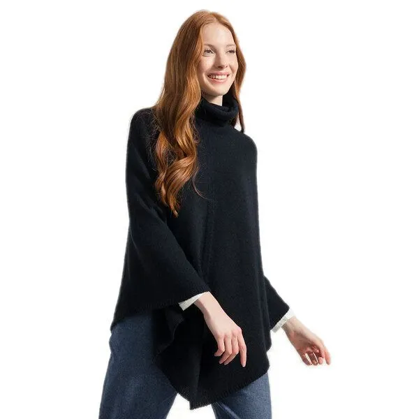 Rifò - Circular Fashion Made in Italy Rifò - Circular Fashion Made in Italy Damen-Poncho Elisabetta aus recycelter Kaschmirwolle, Schwarz ardesia, – Produktbild 3 von 3