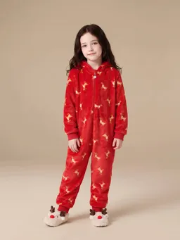 Vertbaudet Kinder Plüschoverall RENTIER mit enem Geweih – Produktbild 1 von 1
