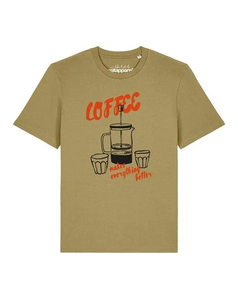 watapparel watapparel T-Shirt Unisex Coffee makes everything better, Brown, – Produktbild 1 von 2