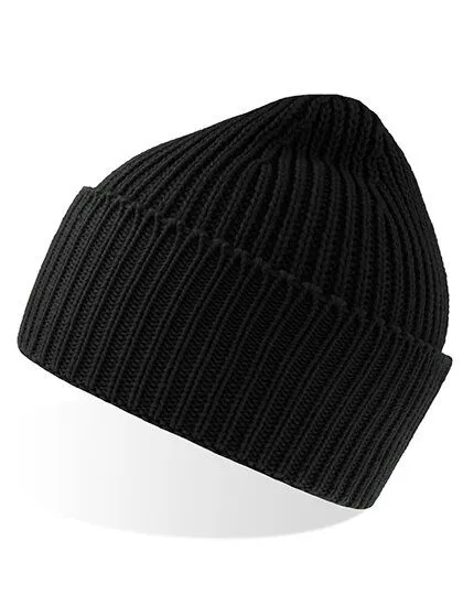 Atlantis Headwear Atlantis Headwear grob gestrickte Beanie-Mütze aus Polylana®-Garn, Schwarz, – Produktbild 2 von 3