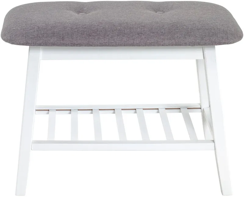 HAKU Schuhbank Flurbank, Garderobenbank, Sitzbank, rechteckig - aus Textil Grau - B/T/H 60/30/44 cm, Grau, – Produktbild 3 von 8