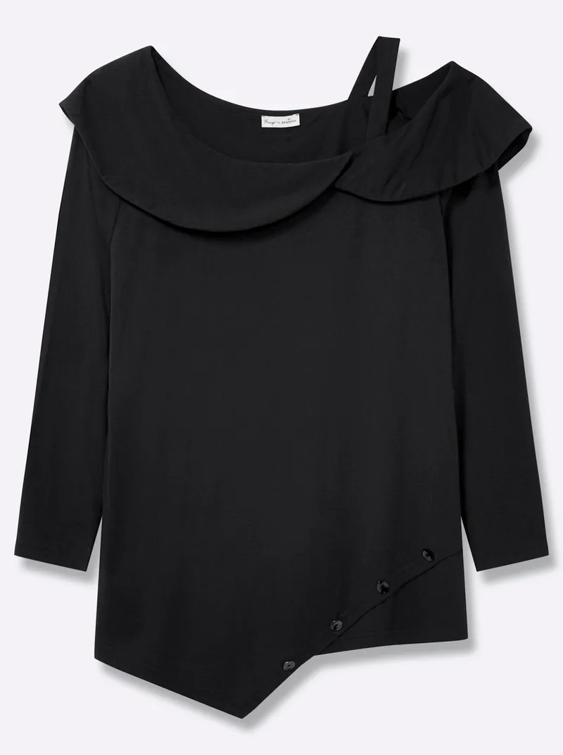 sheego by Joe Browns Langarmshirt schwarz, Schwarz, – Produktbild 1 von 2