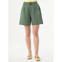 ORGANICATION ORGANICATION Shorts aus Leinengemisch mit Bindegürtel, Fern green, – Produktbild 1 von 1