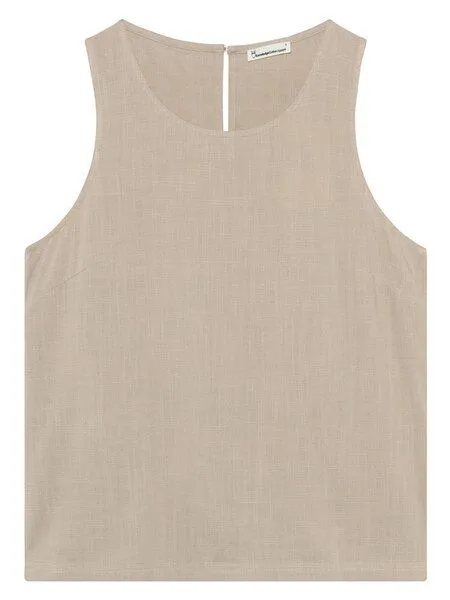 KnowledgeCotton Apparel KnowledgeCotton Apparel Blusentop aus Ecovero und Bio-Leinen, Beige-light-feather-gray, – Produktbild 1 von 3