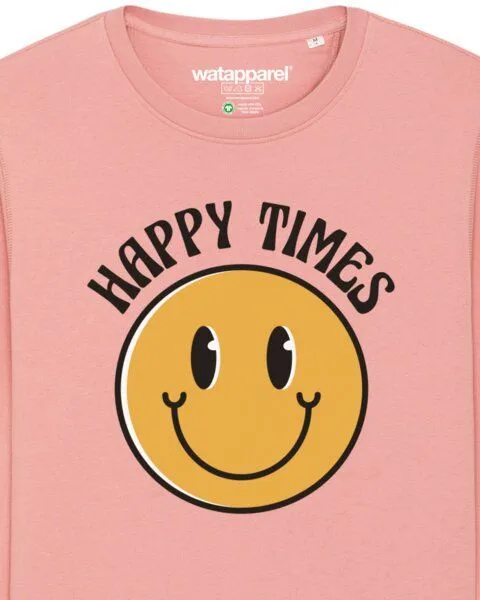 watapparel watapparel Sweatshirt Unisex Happy times smiley emoji, Canyon pink, – Produktbild 3 von 4