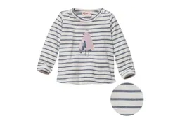 People Wear Organic People Wear Organic Langarmshirt mit Vogel Applikation, weiß geringelt aus Bio Baumwolle – Produktbild 1 von 1