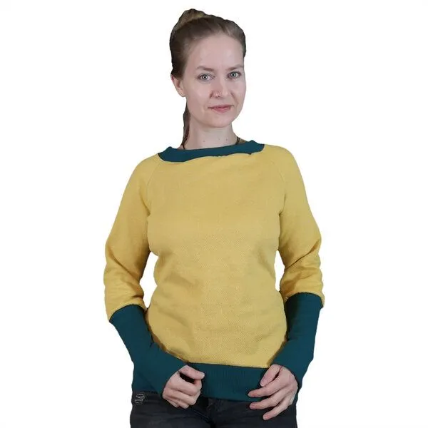 liebewicht liebewicht Pullover Sweatshirt kurz mit langen Bündchen, Gelb/grün, – Produktbild 1 von 4