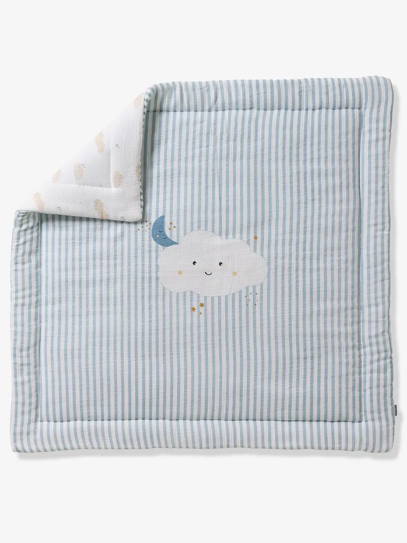 Vertbaudet Spieldecke/Laufstalleinlage Baby IN DEN WOLKEN, Blau gestreift, – Produktbild 1 von 4