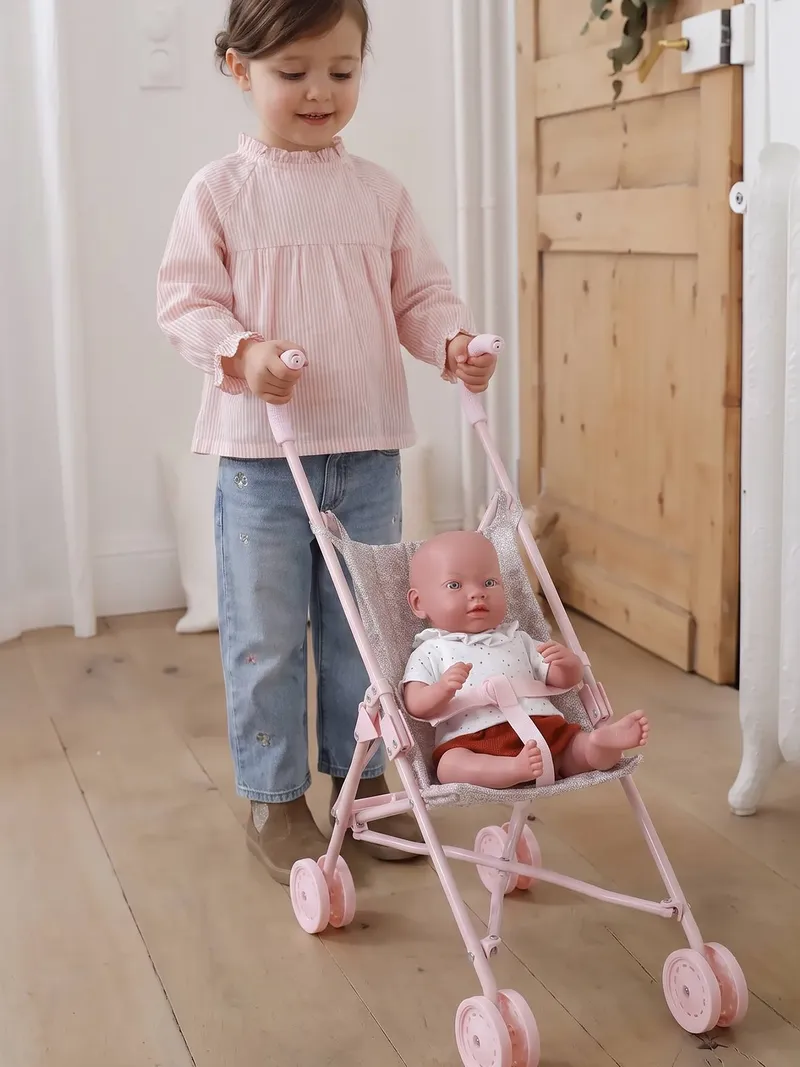 Vertbaudet Puppen-Buggy RETRO FLOWER, Rosa, – Produktbild 4 von 4