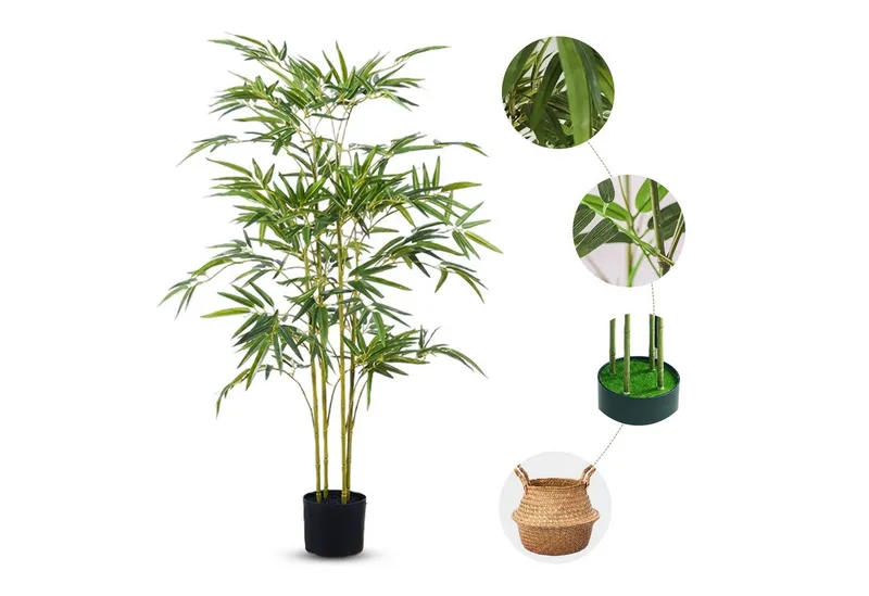 Kunstbaum Kunstpflanze groß Bambus Künstliche Pflanze, Höhe 120 cm/150 cm, SEHAUSEU, Höhe 120 cm, wie echt – Produktbild 3 von 5