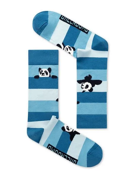 GreenBomb GREENBOMB Panda Stripes 2 Socks - Lässige Socken aus Bio-Baumwoll Mix / hochwertiger Print / Fair & Vegan, Weiß (mix), – Produktbild 3 von 3