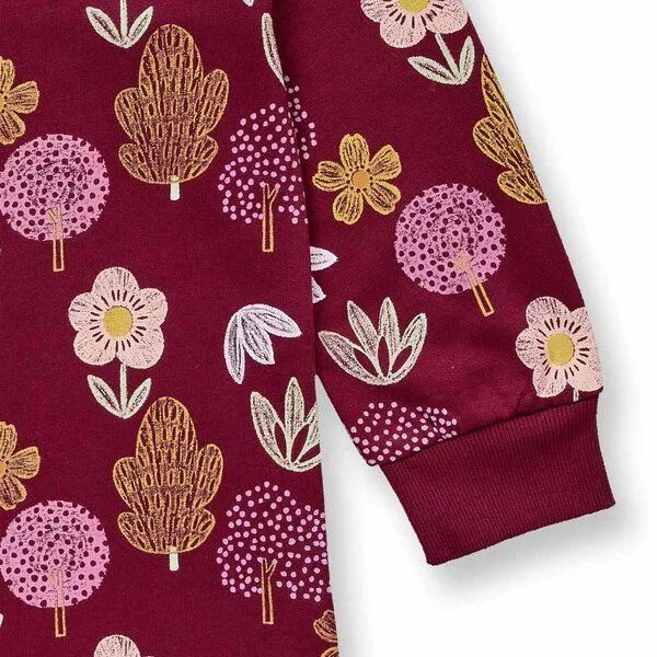 Sense Organics Sense Organics Mädchenkleid mit Blumendruck auf Weinrot, Modell JOLA, Red, – Produktbild 4 von 4