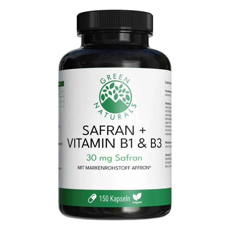 Green Naturals Green Naturals Safran 30 Mg+vitamin B1+b3 Veg.kps. – Produktbild 1 von 1