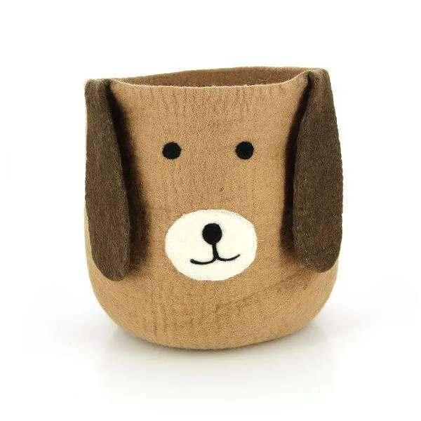 GLOBO Fair Trade GLOBO Fair Trade Korb TIERE aus Filz, verschiedene Motive fürs Kinderzimmer, Hund braun, – Produktbild 1 von 1