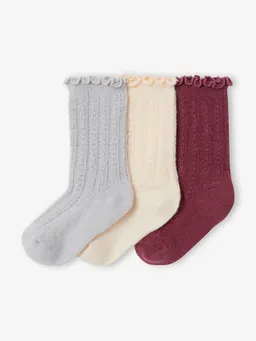 Vertbaudet 3er-Pack warme Stricksocken mit Wellenbündchen Mädchen – Produktbild 1 von 1