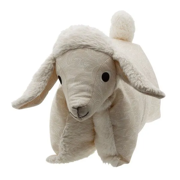 Flosinn Flosinn Kuscheltierkissen Lamm mit Teddyplüsch aus Baumwolle Personalisierbar, Beige, – Produktbild 4 von 5