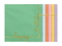 partydeco Papierdekoration, Servietten Papier 33x33cm Happy Birthday 12 Stück Farbmix – Produktbild 1 von 1