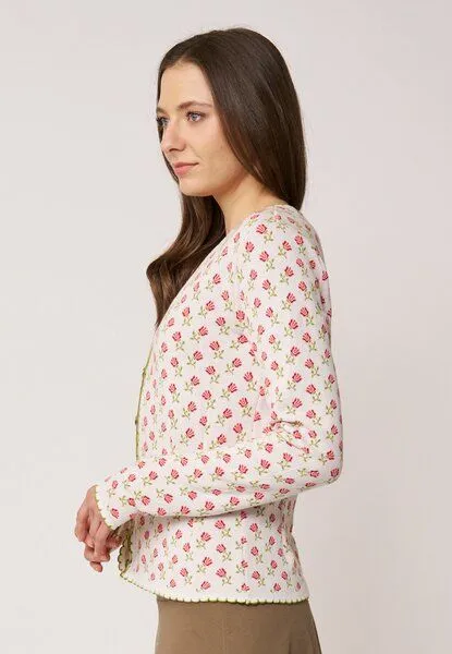 LANA Organic LANA Organic Strickjacke Jaquardmuster für Damen, Modell Lucien, Rosalina ecru, – Produktbild 2 von 4