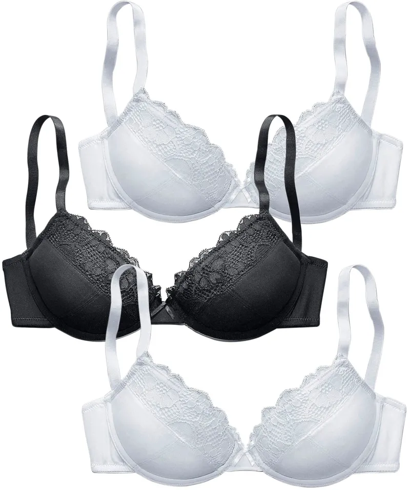 petite fleur by Lascana Push-up-BH 2xweiß+1xschwarz, 2xweiß+1xschwarz, – Produktbild 2 von 2