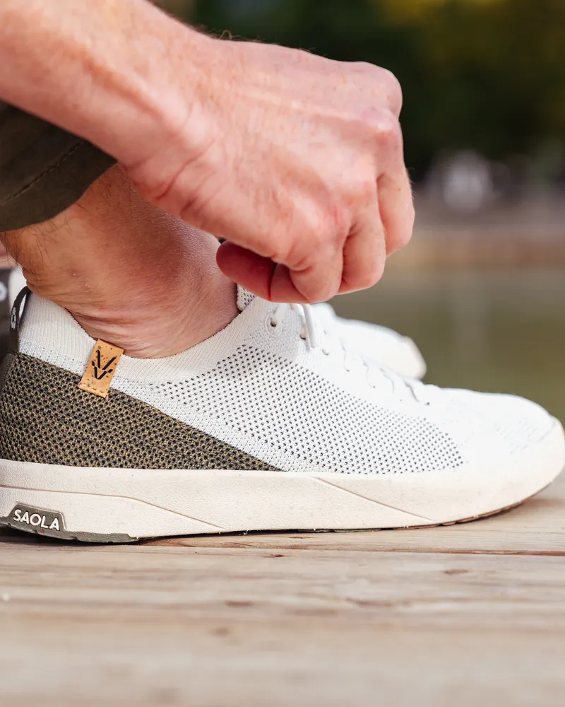 SAOLA SAOLA Herren vegan Sneaker Herren Cannon Knit 2.0 Weiß/Olive, Weiß, – Produktbild 2 von 2