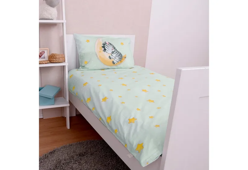 Baby Best Baby Best Babybettwäsche babybest Zebra, Renforcé, 2 teilig, mit liebevollem Motiv, Bunt|grün, – Produktbild 4 von 5