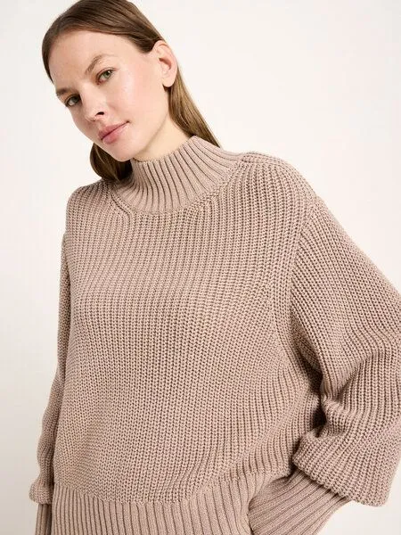 LANIUS LANIUS Grobstrickpullover aus Bio-Baumwolle, Braun (mocca-mouse-mouliné), – Produktbild 4 von 4