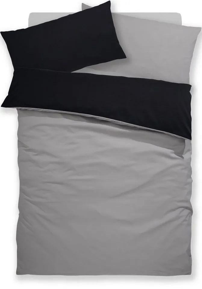 OTTO home Wendebettwäsche Desner2 100% Microfaser, extra weich, allergikerfreundlich, Microfaser, 2 teilig, Premium Qualität, uni, schnell trocknend, pflegeleicht, ab 135x200 cm, Grau|schwarz, – Produktbild 7 von 7