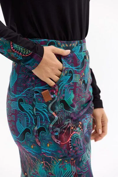 KOKOworld Rock Panama – Eng anliegender – In Knielänge – Wickelschnitt – Praktische Tasche – Farbenfroher einzigartiger Print von KOKOworld – Fair produziert in Polen, Amanay (mehrfarbig), – Produktbild 4 von 4