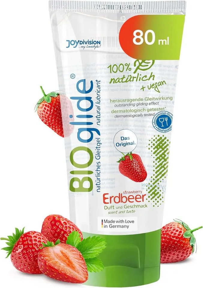 JOYDIVISION JOYDIVISION Gleitgel BIOglide Erdbeere, zertifizierte Naturkosmetik, vegan, Erdbeerduft und Geschmack – Produktbild 2 von 5