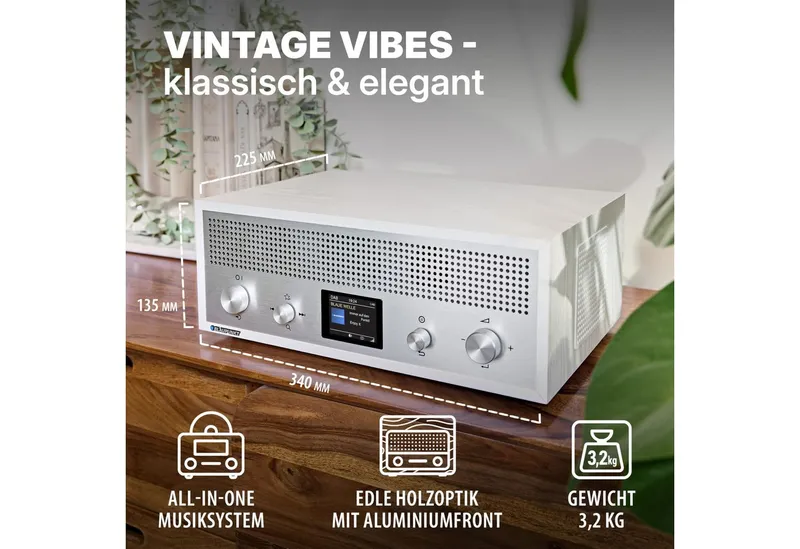 Blaupunkt Blaupunkt Verona Radio (Retro-Design, Bluetooth 5.0, UKW/DAB+ Digitalradio, Farbdisplay), Weiß, – Produktbild 4 von 4