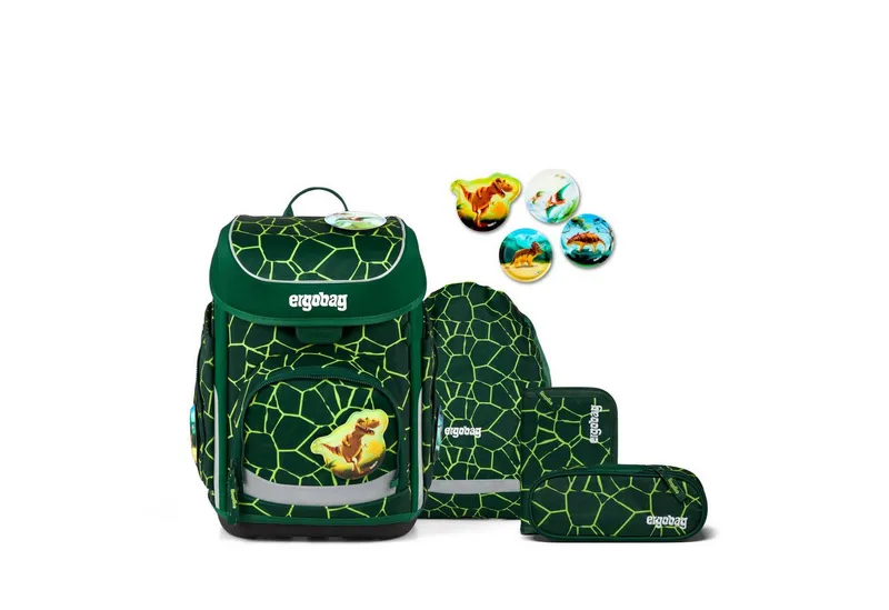 Ergobag Ergobag Schulranzen Schulranzen-Set CUBO BärRex 5-teilig, 25/26 (5-teilig), ergonomisch, höhenverstellbar, Your-Size-System, ab 1. Klasse, Grün, – Produktbild 1 von 4