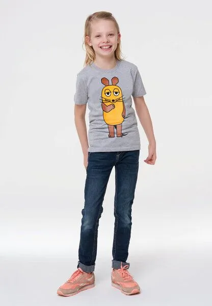 LOGOSH!RT LOGOSH!RT Die Sendung mit der Maus Die Maus Kinder Bio T-Shirt, Grau-meliert, – Produktbild 3 von 4