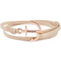 Classygood. Classygood. Anker Armband Edelstahl - Rosègold - Alcantara-Leder Band, Beige, – Produktbild 1 von 1
