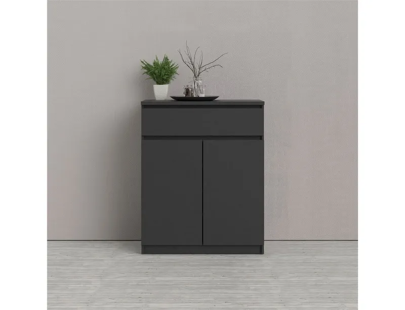 Home affaire Kommode Naia, abgerundete Schubladenkanten auf Metallgleiter, Breite 80,2 cm, Schwarz, – Produktbild 1 von 5