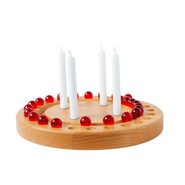 klotzaufklotz klotzaufklotz Adventskalender und Adventskranz mit Baumkerzen, Rot, – Produktbild 2 von 8