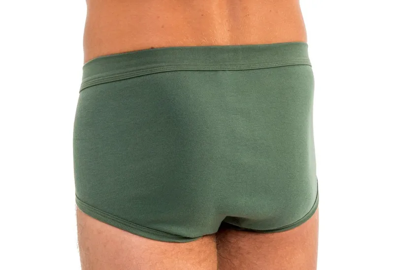 HERMKO Slip Briefs mit Eingriff,Bio-Baumwolle, breiter Weichbund, körpernah, große Größen, Grün, – Produktbild 3 von 4