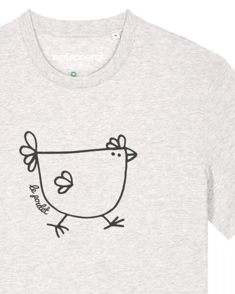 watapparel watapparel T-Shirt Unisex Le poulet - das Huhn, Cool heather grey, – Produktbild 3 von 4