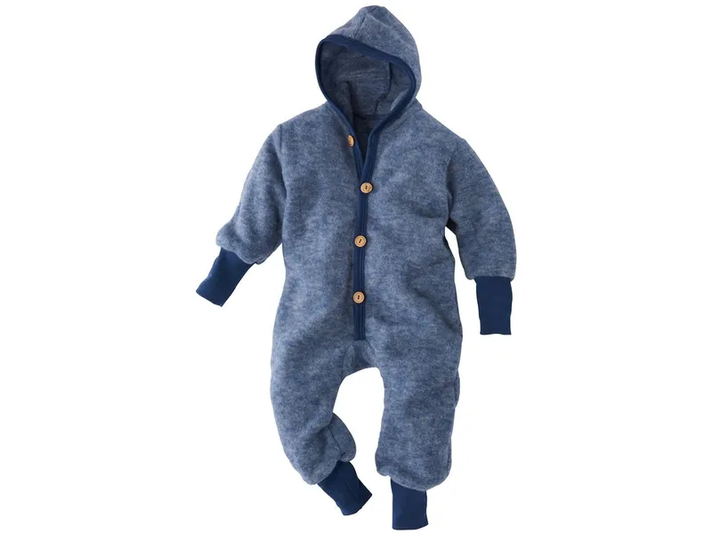 Cosilana Cosilana Baby und Kinder Kapuzenoverall Wolle-Baumwolle Fleece marine Gr.86/92, Blau, – Produktbild 1 von 2
