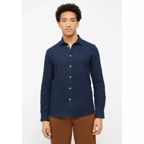 Givn Berlin Givn Berlin GOTS Flanellhemd aus Bio-Baumwolle Modell: Kent, Marine blau, – Produktbild 1 von 4