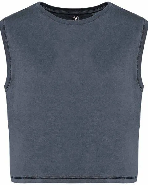 YTWOO YTWOO Ärmelloses Damen-Crop-T-Shirt aus Bio-Baumwolle, Grau, – Produktbild 1 von 3
