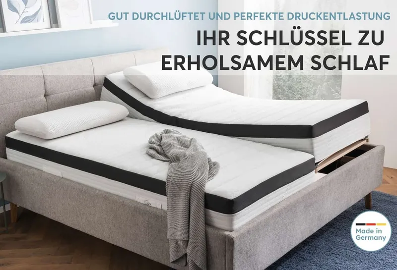 Kaltschaummatratze STRUKTURA-MED GEL, RAVENSBERGER Matratzen, 25 cm hoch, Ergonomisch, 3 Liegeelemente, 7 Zonen, Made in Germany, Tencelbezug, Weiß, – Produktbild 3 von 5