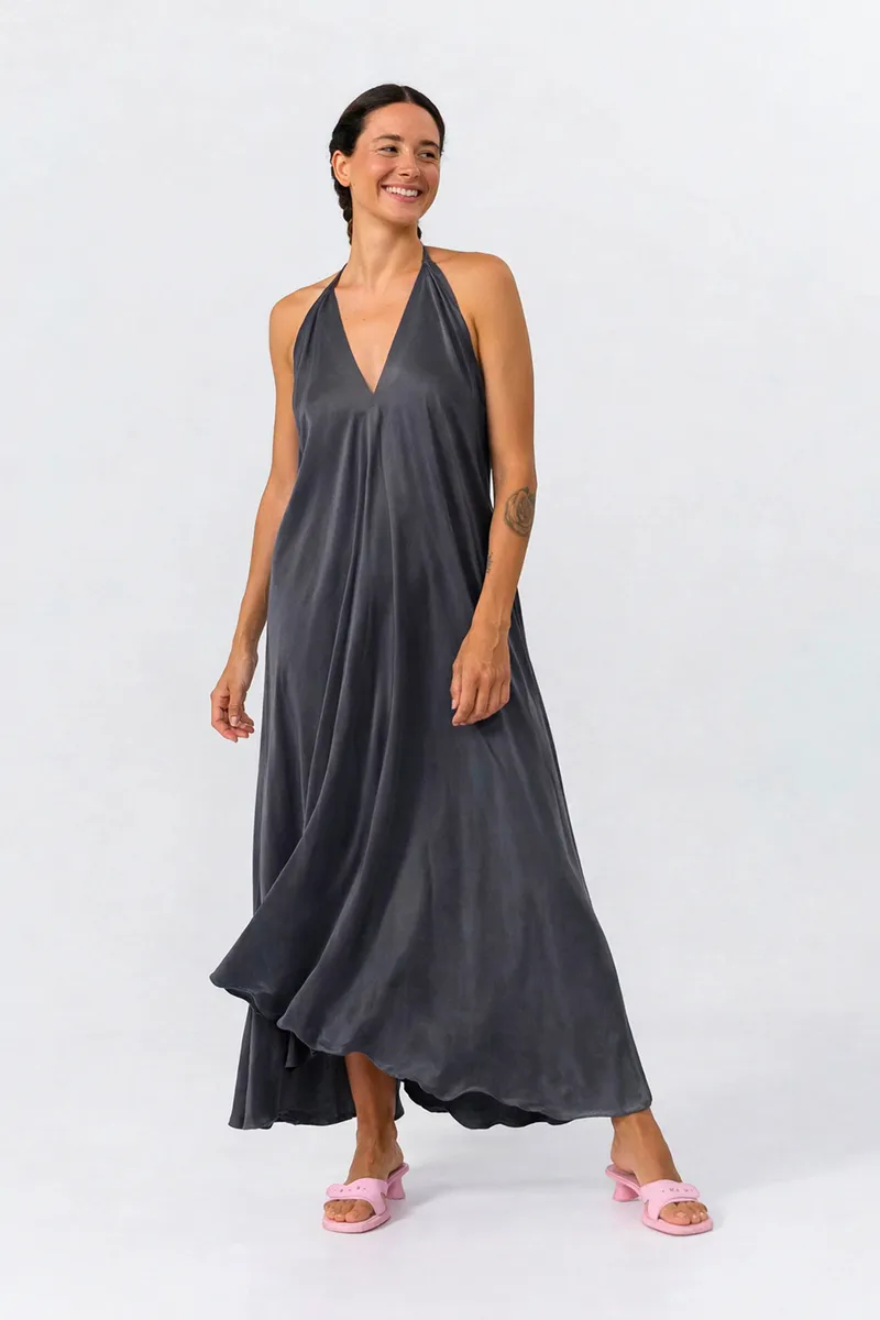SUITE13LAB SUITE13LAB Damen vegan Kleid Mp Lang Dunkelgrau, Dunkelgrau, – Produktbild 1 von 2