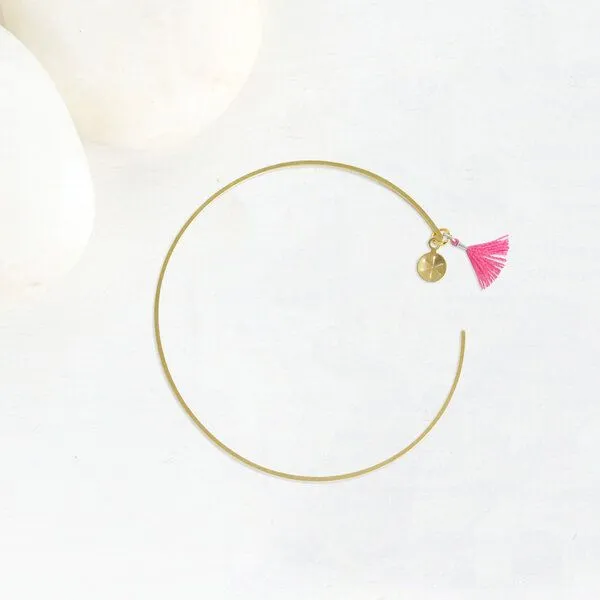 renna deluxe renna deluxe Armreif in Gold mit zwei Anhängern, Pink, – Produktbild 1 von 4
