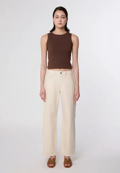 DAWN DAWN - Damen Jeans ASH Barrel Leg Cutline Minimal Stretch DAWN Bio-Baumwolle, Ecru, – Produktbild 2 von 5