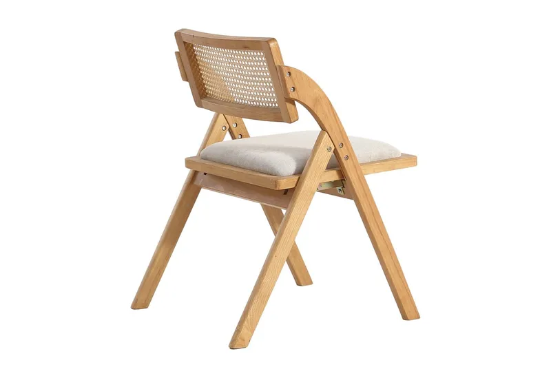 LIM HOME Klappstuhl Massivholz Rattan (Packung, 1 St), Gestell aus Massiveholz FSC®, Sitzfläche aus Rattan, Beige, – Produktbild 3 von 5