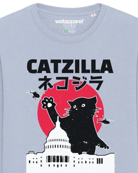 watapparel watapparel Sweatshirt Unisex Catzilla, Serene blue, – Produktbild 3 von 4