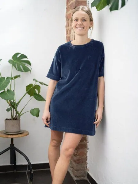 FUXBAU FUXBAU Frauen Samt Kleid, Navy, – Produktbild 2 von 4