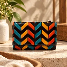 Janselo Nomad Lines Design Shanti-Leder-Mini-Geldbörse – Produktbild 1 von 1