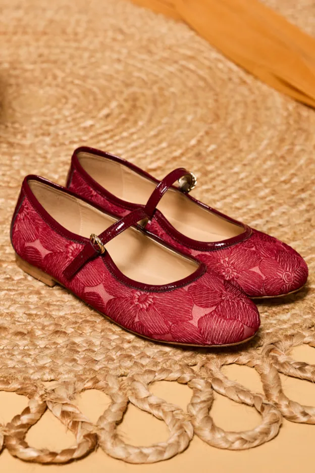 Minuit Sur Terre Minuit Sur Terre Damen vegan Ballerinas Clara Ruby Red, Rot, – Produktbild 2 von 2
