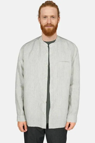 Hanseheld Hanseheld Leinenhemd Fischer Herren, Beige/dunkelgrün gestreift, – Produktbild 2 von 4